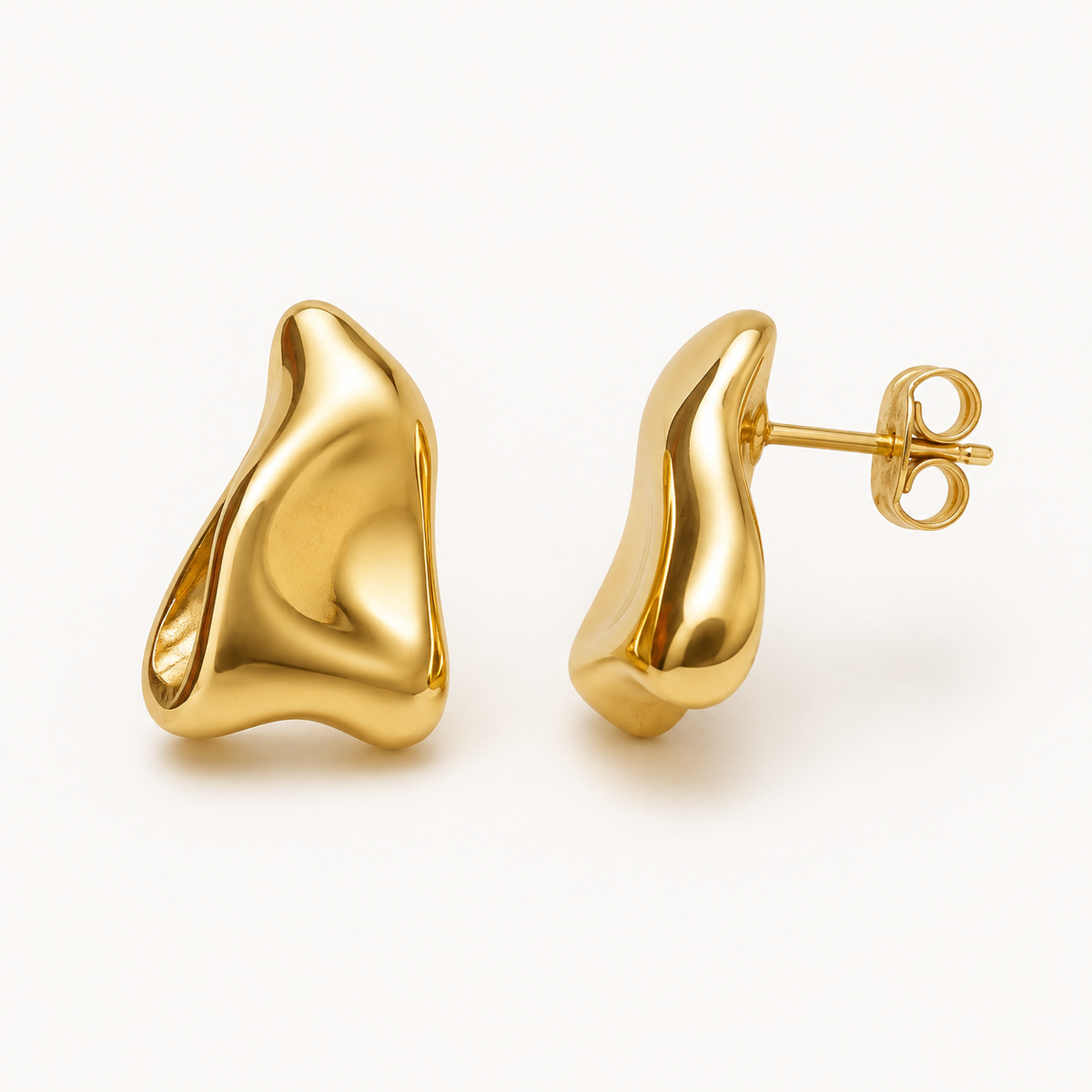 Twisted Gold Wave Hoop Earrings