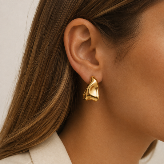 Twisted Gold Wave Hoop Earrings