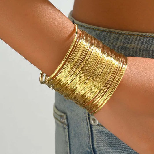 Vintage Layered Gold Cuff Bracelet