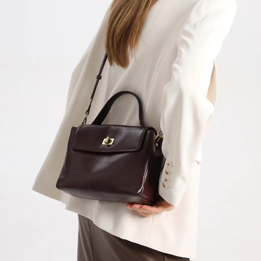Ava Leather Top Handle Crossbody Bag